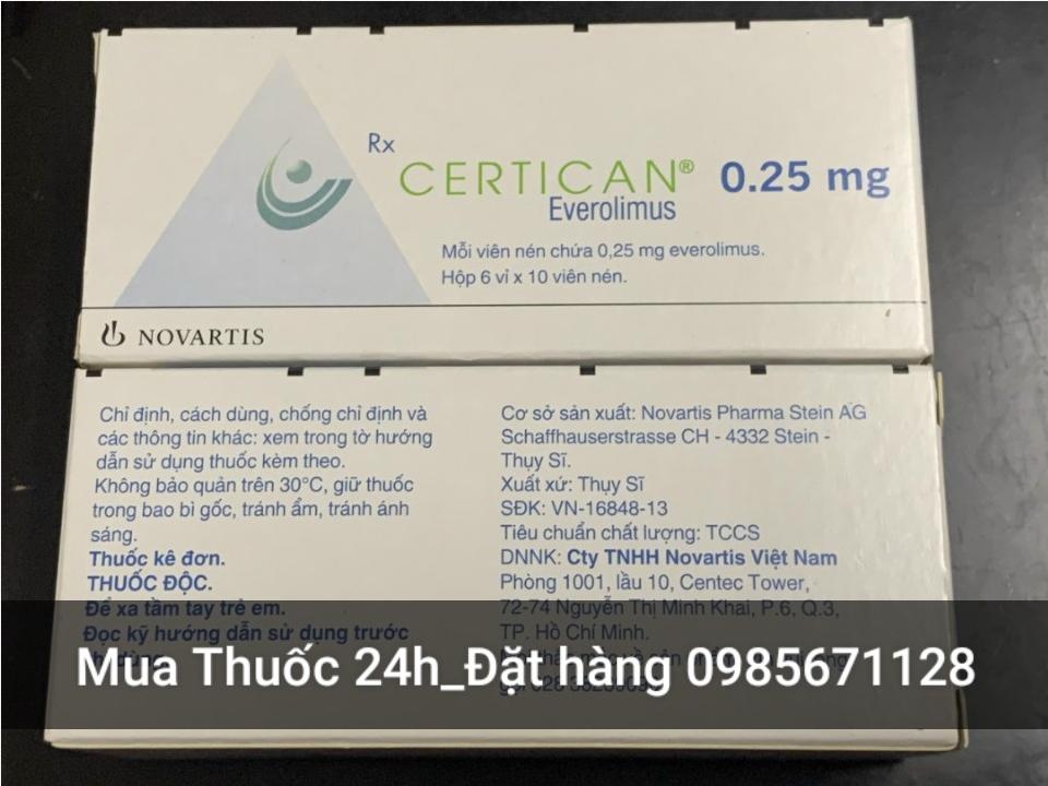 Thuốc Certican 0.25mg giá bao nhiêu, mua ở đâu