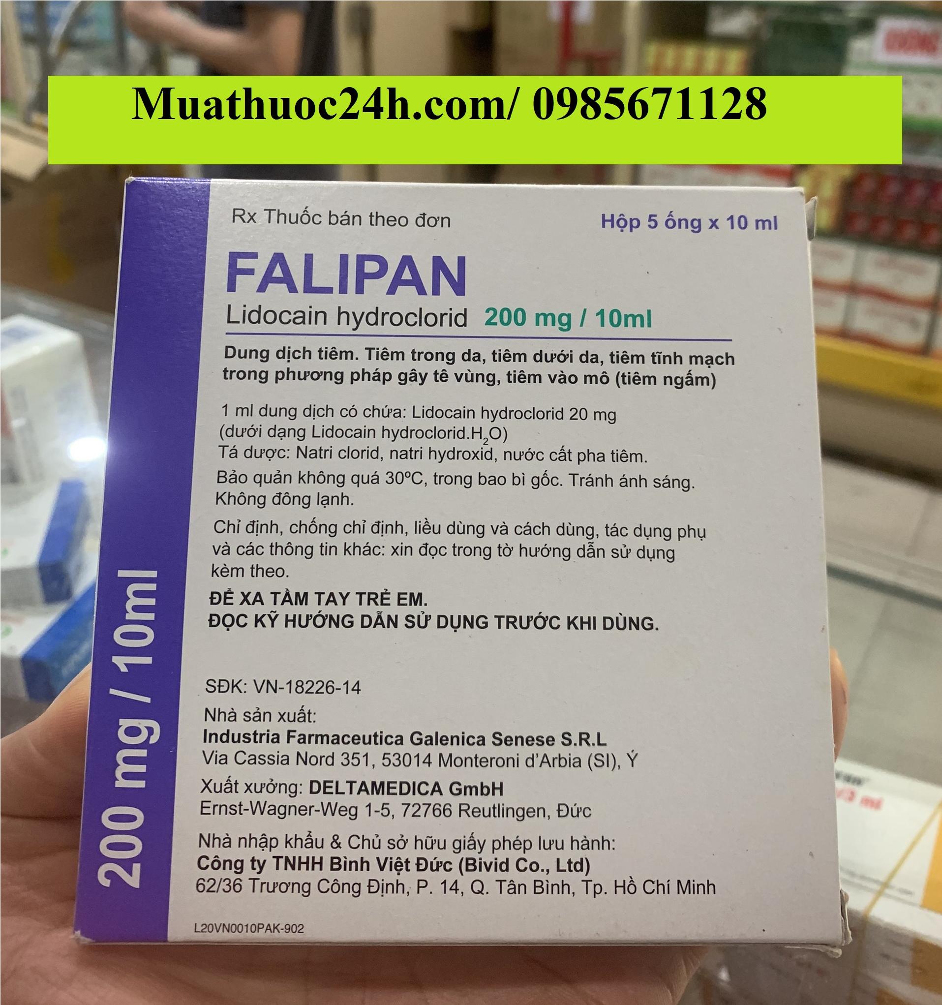 Thuốc Falipan 200mg/ 10ml Lidocain hydroclorid giá bao nhiêu mua ở đâu?