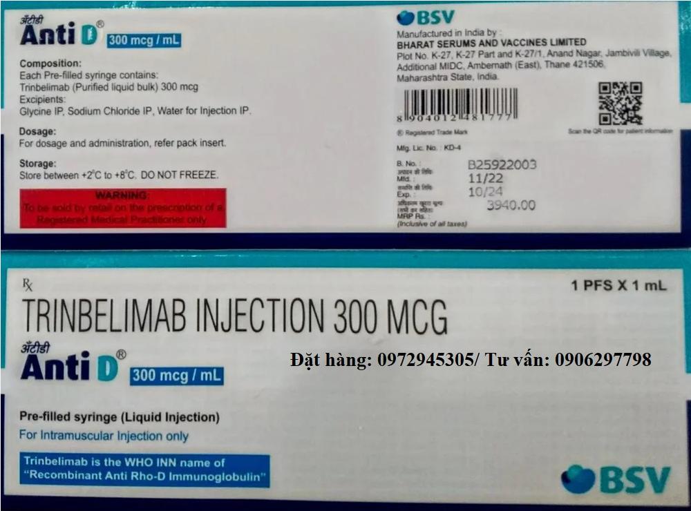 Thuốc Anti-d Immunoglobulin giá bao nhiêu mua ở đâu?