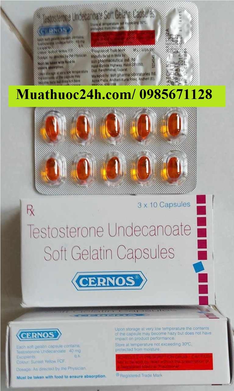 Thuốc Cernos Testosterone 40 mg Undecanoate Soft Gelatin giá bao nhiêu mua ở đâu?